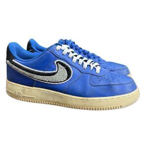 Nike Air Force 1 Low Mens 11 Chenille Swoosh Royal Blue Shoes 823511-409